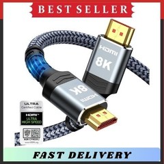 Highwings 8K 10K HDMI 2.1 Cable 48Gbps 6.6FT Braided 4K 120Hz PS5 HDTV Blu-ray