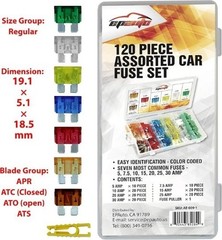 120 Pieces – Assorted Car Truck Standard Blade Fuse Set (5/7.5/10/15/20/25/30 AM