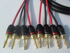 Canare 4S11 Black Bi-Wire Speaker Cable Pair, 2 to 4 DC Pro Locking Gold Banana.
