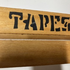 Vtg Cassette Tape Wood Crate Storage Holder Hand Painted Tole Houses Holds 16