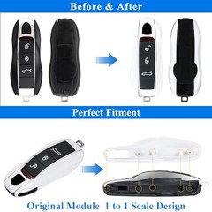 3-Piece Painted Key Cover Key Fob Shell Compatible with Porsche Key White