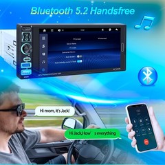 Single DIN Car Stereo Radio Wireless Apple Carplay & Android Auto, 6.9″ IPS BT5.