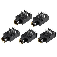 5Pcs PCB Mount 6.35mm 9 Pin Socket Headphone Stereo Jack Audio Video Connector