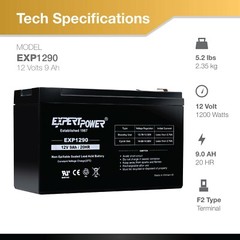 10 PACK – 12V 9 Amp EXP1290 Rechargeable AGM Sealed Lead Acid Battery