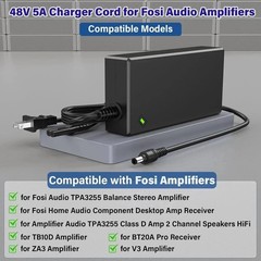 48V 5A Charger Power Cord for Fosi Audio Amplifiers V3 Za3 BT20A Pro TB10D Po…