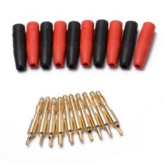 10X 4mm Wire Cord Solder Type Male Banana Plug Jack Connector Gold Plated TTITEM