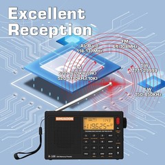 XHDATA R108 Portable Radio AM/FM/SW/LW/Airband Shortwave Receiver with Battery