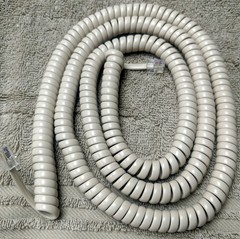 Ivory 25Ft Handset Cord AT&T Vintage Phone 500 2500 554 2554 Curly Coil