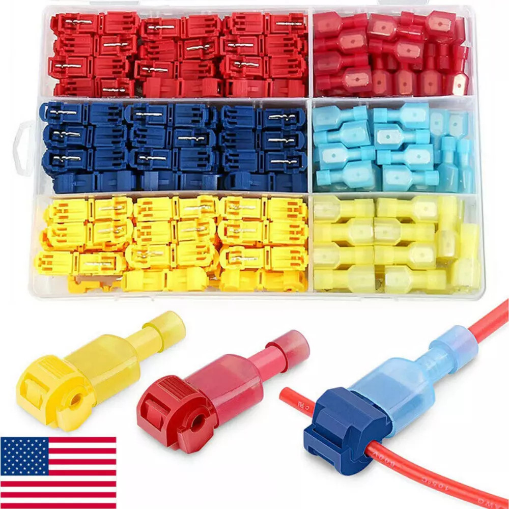 240PC SPADE TERMINALS T-TAP ELECTRICAL WIRE CONNECTOR ASSORTMENT KIT 120 PAIRS