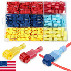 240PC SPADE TERMINALS T-TAP ELECTRICAL WIRE CONNECTOR ASSORTMENT KIT 120 PAIRS