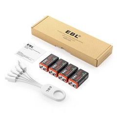 EBL 9 Volt Li-ion USB Rechargeable Batteries 5400mWh 9V Lithium Ion Battery Lot