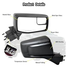 Right Passenger Side Mirror Compatible With Passenger Side-7Pins Textured Black