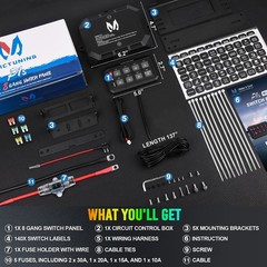 RGB 8 Gang Switch Panel, Circuit Control Relay System Box for Truck Offroad Boat