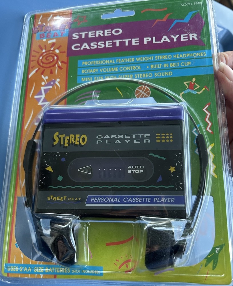 Vintage 90s Street Beat 8940 Stereo Cassette Player w/ Headphones Walkman SEALED
