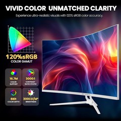 CRUA 32″ White Curved Monitor, 4K UHD (3840*2160P) 1500R VA Screen (CR320C)™