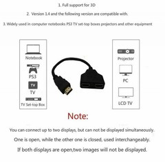 4K HDMI Cable Splitter Adapter 2.0 Converter 1 In 2 Out 1 Male to 2 Female
