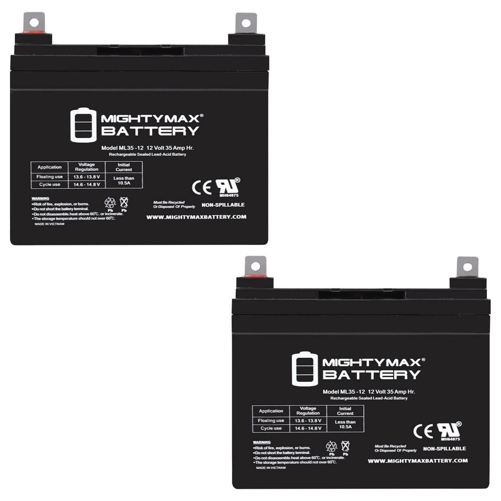 Mighty Max 12V 35AH SLA Replacement Battery for Everlast 12350DC-NB – 2 Pack