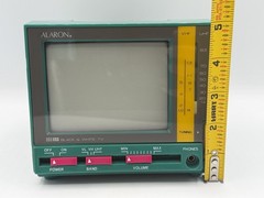 Vintage 80s Alaron Teal Pink Yellow Mini 4.5” Screen B/W TV Television WORKS!