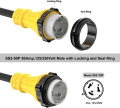 Marine Shore Power Adapter Cable 50-Amp to 30 Amp Nema SS2-50P to L5-30R, Marine