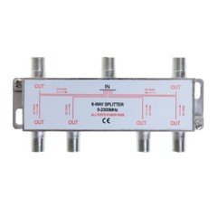 6-Way TV Coaxial Cable Splitter 5-2300 MHz for RG6 RG59 Antenna HDTV Satellite