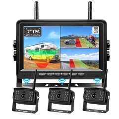 1080P Wireless RV Backup Camera Side View 7″ DVR Split Monitor for Truck Trailer