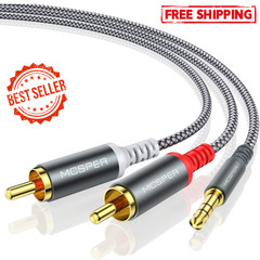 6.6ft 3.5mm to 2 RCA Audio Cable Stereo AUX Y Splitter Cord