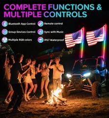 2FT-6FT COB LED Whip Light Spiral Antenna RGB Chasing for Can Am Polaris ATV UTV