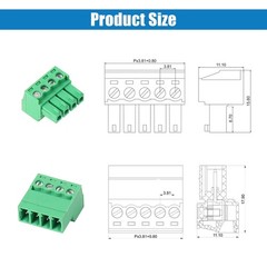 5 Sets 5 Pin 3.81mm Pitch PCB Mount Screw Terminal Block Connector 2816AWG