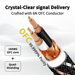 3.5mm TRS to Dual 6.35mm TS Y Splitter Audio Cable, 24K Gold-Plated, Braided, 4.