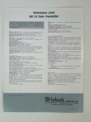 Vintage McIntosh MX113 AM-FM Stereo Tuner Preamplifier Color Sales Spec Booklet