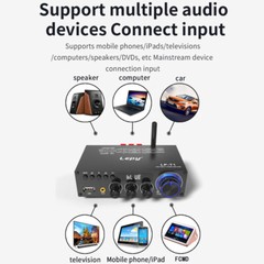 300W Bluetooth Amplifier LED Powerful Hifi Stereo Amplifier, 2.1 Channels LP-T1