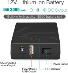3000Mah Rechargeable 12V Lithium Ion Battery Pack Usb Output For Led Devices