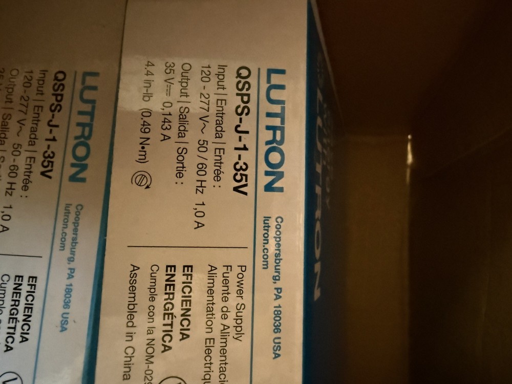 Lutron QSPS-J-1-35V Sivoia QS Junction Box Power Supply