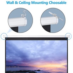 120” Projector Screen Projection Screen Manual Pull Down HD Screen 1:1 Format
