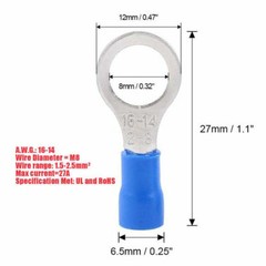 Wire Ring Terminals 22-16 12-10 AWG Crimp Connector Power Car Audio Ground Gauge