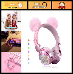 Color Changing Wireless Bluetooth Headphones for Kids, LED Light Up, 10 Hours Pl