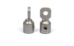 KnuKonceptz 1/0 Gauge Set Screw Ring Terminals Pair Nickel Silver w Heat Shrink