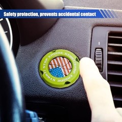 Stylish Car Push Start Button Cover, American Flag Rotary Car Engine Green