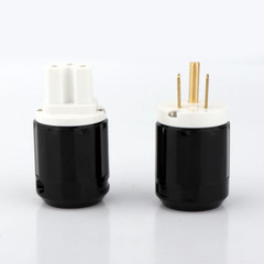Pair Gold/Rhodium Plated US AC Audio Mains Plug IEC C15 HiFi Power Wire Connetor