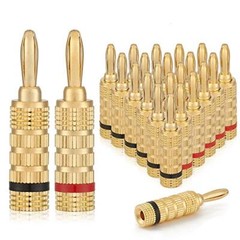 24k Gold Plated Speaker Banana Plugs-Closed Screw Type (12 Pairs (24 Plugs))