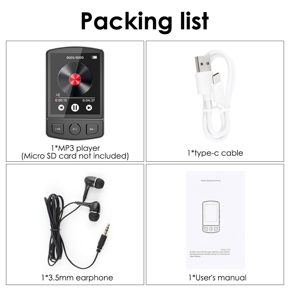 Bluetooth MP4/MP3 Lossless Music Player FM Radio Recorder Sport 128GB Support