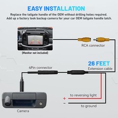 EWAY Tailgate Handle Backup Camera for 2009-2017 Dodge Ram 1500 2500 3500, Re…