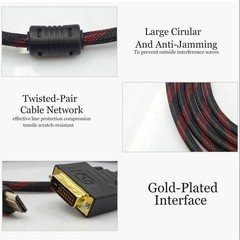24Pins+1Pin HDMI to DVI Cable for PC Laptop (Gold)