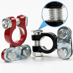 2 Car Battery Terminal Connector Top Post Positive Negative Heavy Duty Universal
