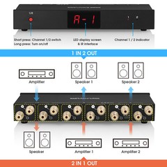 Compact 2 Zone Amplifier/Speaker Selector Stereo Audio Switcher Box with Remote