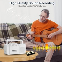 Portable Cassette Player Recorder Boombox with AM/FM Radio, AC or Battery Pow…