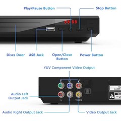 1080p DVD Player All Region Free DVD CD USB Player with AV+RCA Output US