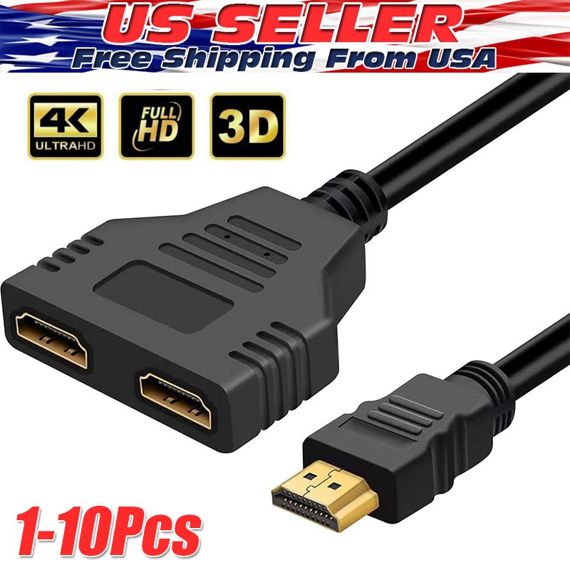 4K HDMI Cable Splitter Adapter 2.0 Converter 1 In 2 Out 1 Male to 2 Female lot