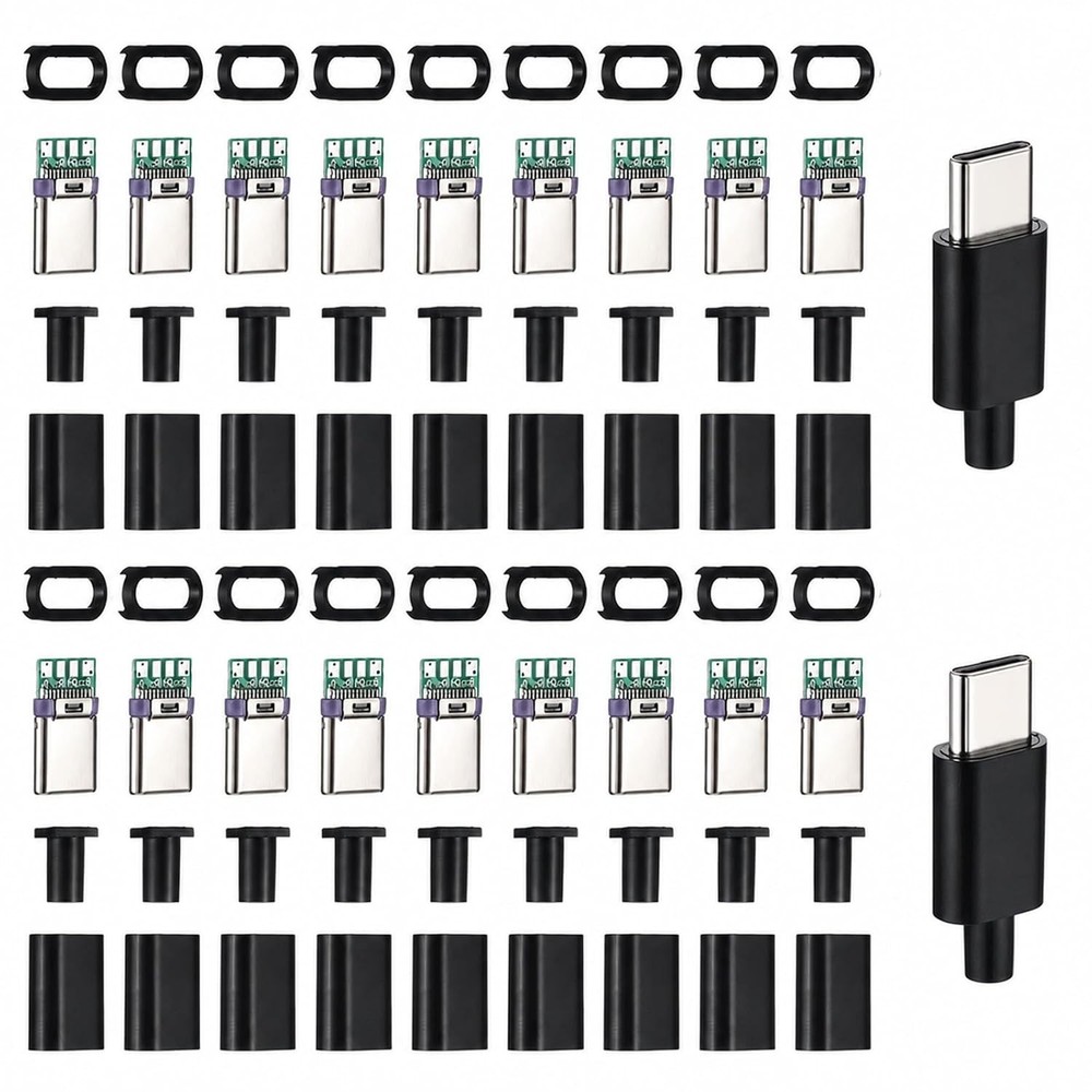 20 Sets USB 3.1 Type C Connector 24 Pins Male, USB 3.1 Type C Male Plug Socket C