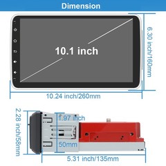 Wireless Apple CarPlay Android Auto 10.1″ Single 1 DIN Car Stereo Head Unit AUX